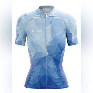 BALEAF Ocean Blue Women's Short‎ Sleeve Cycling Jersey Full Zip Size XL